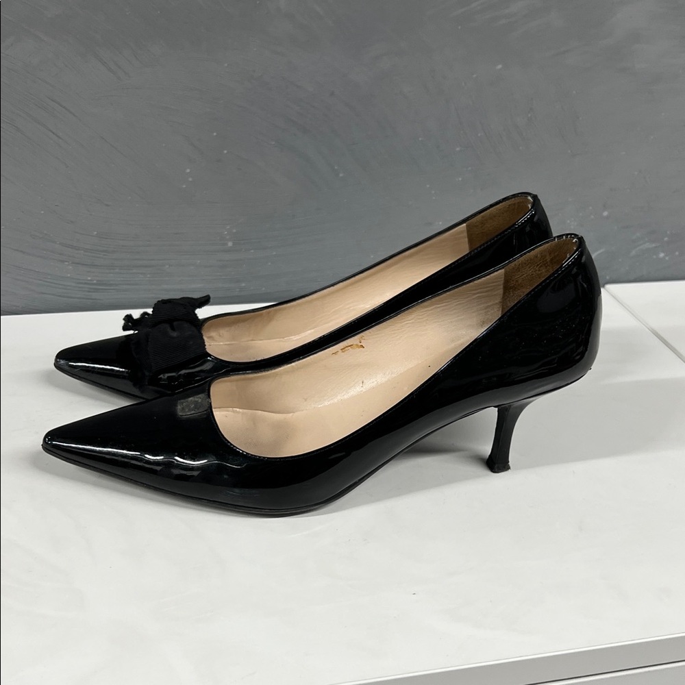 Prada Pointed Toe Pumps with Bow Accents